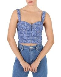 Moschino - Ladies Fantasy Print Monogram Denim Cropped Top - Lyst