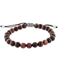 Robert Alton - Stainless Steel Tiger Eye Bead Bolo Bracelet - Lyst