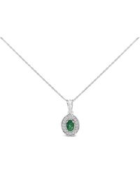 Haus of Brilliance - 14K Oval 6X4 Mm Emerald And Diamond Halo Pendant Necklace - Lyst