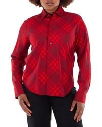 Burberry - Check Pattern Long Sleeve Shirt, Brand Size 6 (Us - Lyst