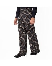 Burberry - Check Pattern Oversized Wool Blend Trousers, Brand Size 54 Us - Lyst
