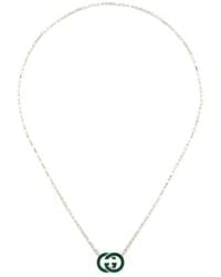 Gucci - Interlocking G Sterling Necklace With Enamel Pendant - Lyst