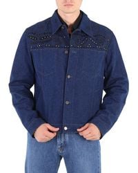 Roberto Cavalli - Dark Cotton Denim Jacket, Brand Size 50 (Us - Lyst
