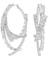 Swarovski - Matrix Rhodium Plated Hoop Earrings - Lyst
