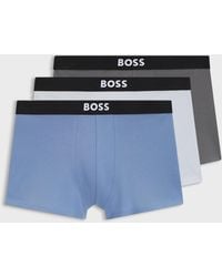 BOSS - Three-Pack Of Stretch-Cotton Trunks With Logo Waistbands - Lyst