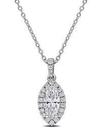 Created Forever - 1Ct Tgw Marquise And Round-Cut Lab Grown Diamond Halo Pendant With Chain - Lyst