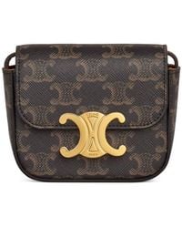 Celine - Triomphe Canvas And Calfskin Mini Claude Bag - Lyst