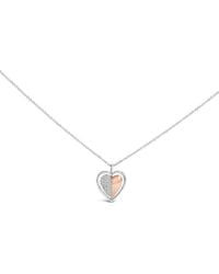 Haus of Brilliance - 10K Rose Plated Sterling 1/5 Cttw Diamond Two-Tone Heart Pendant Necklace - Lyst
