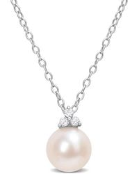 Amour - 8-8.5Mm Freshwater Cultured Pearl And Diamond Accent Pearl Pendant With Chain - Lyst