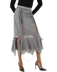 Burberry - Cloud Chantilly Lace And Wool Jersey Skirt - Lyst