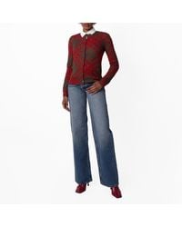 Burberry - All-Over Check Pattern Mohair-Blend Cardigan - Lyst