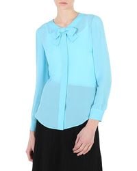 Moschino - Ladies Light Bow Detail Long-Sleeved Blouse - Lyst