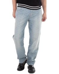 Balmain - Monogrammed Jacquard Denim Jeans, Waist - Lyst