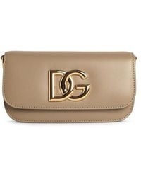 Dolce & Gabbana - Dolce & Gabbana 3.5 Leather Taupe Crossbody Bag - Lyst