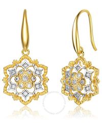 Rachel Glauber - Rhodium And 14k Gold Plated Cubic Zirconia Hook Earrings - Lyst