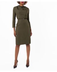 Bally - Military Cowl-Neck Belted Midi Dress - Lyst