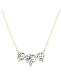Mure And Co - 2Ctw Round Shaped Lab Grown Diamond (F/Vs) Three Stone Necklace - Lyst
