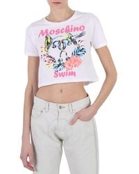 Moschino - Cotton Floral Print Crop T-shirt - Lyst