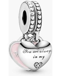 PANDORA - Mother And Daughter Split Heart Dangle - Lyst
