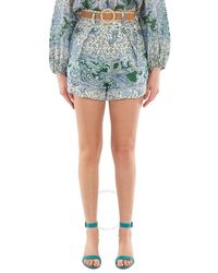 Zimmermann - Ottie Paisley Print Belted Linen Shorts - Lyst