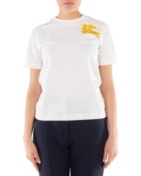 Burberry - Logo Printed Crewneck Cotton T-Shirt - Lyst