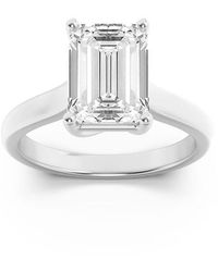 Mure And Co - 1Ctw Emerald Shaped Lab Grown Diamond (F/Vs) Plain Cathedral Trellis Shank Solitaire Engagement Ring - Lyst