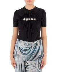 Rabanne - Gem-Embellished Draped-Effect Haut Top, Brand Size 34 Us - Lyst