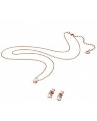 Swarovski - Rose Rhodium Plated Attract Earring And Necklace Set - Lyst