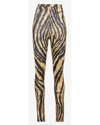 Roberto Cavalli - Zebra-Print High-Waist Leggings, Brand Size 38 Us - Lyst