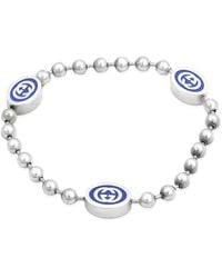 Gucci - Sterling And Enamel Boule Chain Interlocking G Bracelet - Lyst