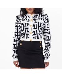 Balmain - Monogram Kniited Cardigan, Brand Size 38 (Us - Lyst