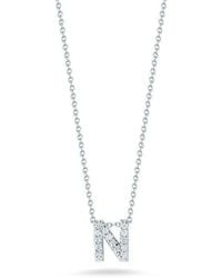 Roberto Coin - 18k White Gold Tiny Treasures Diamond Letter ''n'' Pendant - Lyst