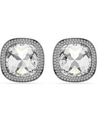 Swarovski - Una Angelic Cushion Cut, Ruthenium Plated Clip Earrings - Lyst