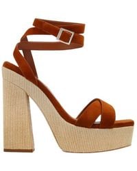 Jimmy Choo - Gaia 140 Raffia Platform Sandals, Brand Size 39.5 Us - Lyst