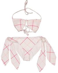 Burberry - Ladies Bubblegum Check Stretch Nylon Triangle Bikini Swimsuit - Lyst