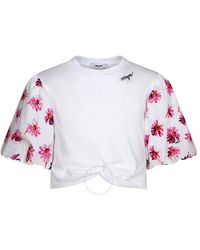 MSGM - Girls Floral Ruffle Sleeve Logo Cotton Shirt - Lyst