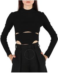 Roberto Cavalli - Knit Cut Out Button Detailed Crew Neck Top - Lyst