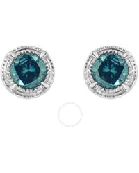 Haus of Brilliance - .925 Sterling Silver 1/4 Cttw Treated Blue Diamond Modern 4-prong Solitaire Milgrain Stud Earrings - Lyst