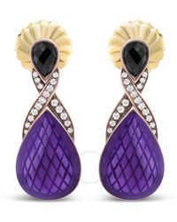 Haus of Brilliance - 18k Re Gold Flash Plated .925 Sterling Silver Purple Enamel 1/5 Cttw Diamond - Lyst