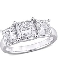 Created Forever - 3 1/2Ct Tw Princess-Cut Lab-Grown Diamond 3-Stone Engagement Ring - Lyst