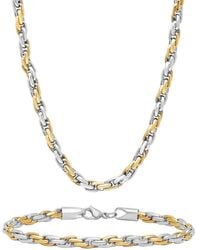 Robert Alton - Stainless Steel Singapore Link With Finish Jewelry Set - Lyst