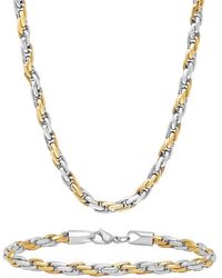 Robert Alton - Stainless Steel Singapore Link With Finish Jewelry Set - Lyst