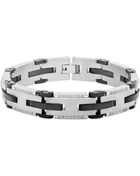 Robert Alton - 1/2 Ctw Stainless Steel Diamond With Finish Link Bracelet - Lyst