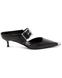 McQueen - Punk Buckle Pointed-Toe Mules, Brand Size 40 (Us - Lyst