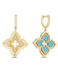 Roberto Coin - 18K Venetian Princess Pirouette Diamond & Flower Drop Earrings - Lyst