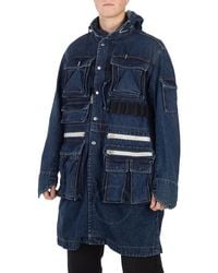 Sacai - L Khaki Denim Hooded Blouson Coat, Brand Size 1 - Lyst