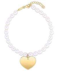 Tresorra - 14K Pearl Heart Charm Bracelet - Lyst