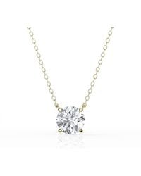 Brilliant Diamond - 1 1/2 Carat Round Lab Grown Solitaire Diamond Pendant Necklace - Lyst