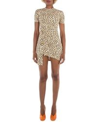 Rabanne - Leopard Print Draped Short Dress, Brand Size 34 (Us - Lyst