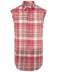Ferragamo - Check Print Sleeveless Shirt - Lyst